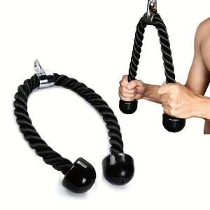 ApeaxFortis【24 hours delivery】70cm Heavy Duty Tricep Pull Down Single Rope Fitness Attachment Cable Machine Pulldown Rope for Home Gym Tricep Push Pull Exercise Gym Rope Tricep Training Rope Suitable For Bodybuilding Strength Training Gym Workout