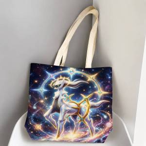 Bandai | Pokemon Ash Ketchum Storage Bags Tote Bag Travel Summer Beach Shoulder Bag Reusable Grocery Shopping Bag Anime Artwork