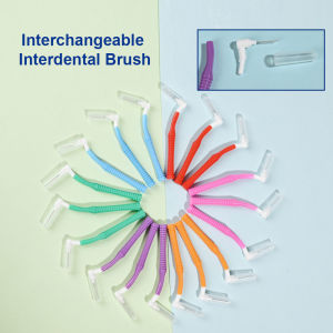 Interchangeable Interdental Brush Cleaning Between Teeth Oral Care Replaceable Orthodontic Toothpicks L Shape Tooth Floss