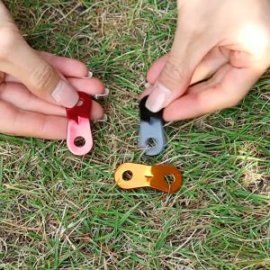 Outdoor Camping Tent Wind Rope Buckle with Peanut Stopper and Adjustable Lock Heavy Duty Aluminum Alloy Double Eye Snail Triangle Fishbone Fish Buckle for Secure Fastening Essential Camping Equipment and Accessory