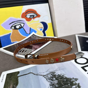 Caramel Cinnamon Heart Launch Layer One Cowhide Belt Versatile Decorative Leather Belt for Ladies Simple Style Alloy Buckle