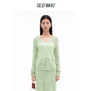 Hollow-out Green Tansy Blended Sweater