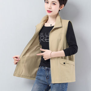 Casual Loose Womens Vest Spring Autumn 2025 New Style Commute Zipper Pocket Detail Other Material 100% Mom Coat