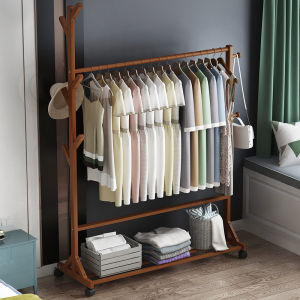 Coat Rack Floor Minimalist Modern Solid Wood Household Bedroom Simple Clothes Hanger Multifunctional Hanging Bag Storage Rack