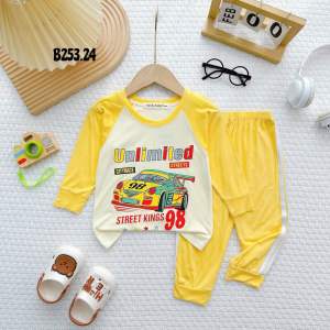 [15-30kg] Bộ thun dài tay in hình dễ thương cho bé trai