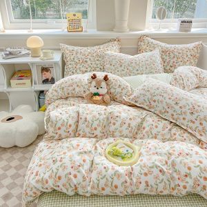 Bộ 3 Chăn In Hình Kèm 2 Vỏ Gối Mềm Mại Thoải Mái Tất Cả Các Mùa Chăn Ga Gối 100% Polyester 100 TC Tatting Phong Cách Hiện Đại