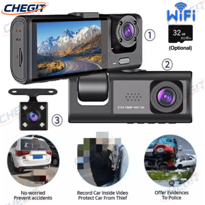2/3Camera WIFI Dash Cam Cabin Car Dvr 1080P Interior Vehicle Three Way Channel Dvrs Recorder Video Registrator Dashcam Camcorder
