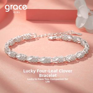 Grace Girl | Luxury 999 Fine Silver Four-leaf Clover Bracelet