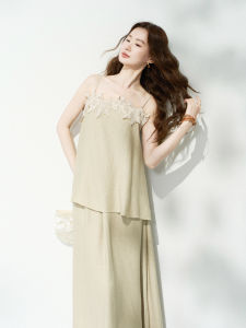 Gentle Lace Spliced Halter Top and Skirt Set Design and Lazy Relaxed Feel