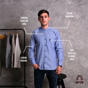 Baju Kemeja Koko Muslim Kurta Pakistan Oxford Denim Dewasa Koko Salman Broken White