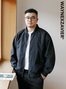 Áo Khoác Nhung Phi Công Cỡ Lớn Waynezvlier Dành Cho Nam Dáng Rộng Cổ Áo Bóng Chày Áo Khoác Ngoài Mùa Thu Dài Tay Khóa Kéo Không Mũ