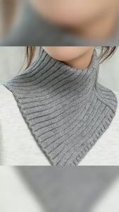 EELHOE | Fashion Plain Winter Warm Cover Head Neck Guard Collar Detachable Striped Knitted Turtleneck Collar For Women False CollarAcc
