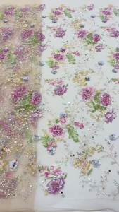 African Groom Embroidered Sequin Lace Fabric 5 yards French Nigerian Beaded Lace Fabric for Wedding Wedding Dress Sewing