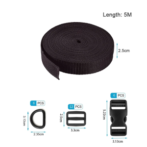 5M Nylon Heavy Webbing Strap 2.5cm Knapsack Belt Ribbon Clothing Fabric Sewing Belt Handmade DIY Sewing Accessories for Luggage