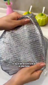 Khăn rửa chén cọ xoong dây kim loại (20x20cm) - giúp làm sạch vết bẩn dầu mỡ không trầy xước - Thomsoncare