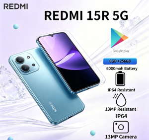 Redmi | Redmi 15R Unlocked Dual SIM Mobile Phone 2026 8+256GB 6.9 LCD Display Dimensity Processor 13MP Camera 6000mAh Battery New Model