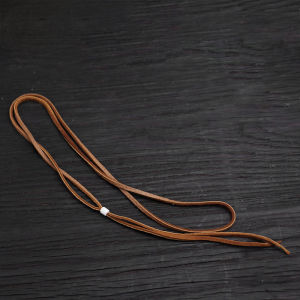 YiXi GaoQiao WuLang Deer Hide Rope Necklace Light Coffee Color with Amulet Beads Fashionable Jewelry Accessory