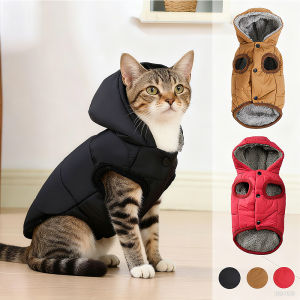 Cozy Pet Jacket Coat Soft Hooded Kitten Costume Winter Thicken Fleece Windproof Clothing With D-ring For Small Cats Sphynx Cat