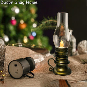 【On Sale】Camping Lantern Retro Solar Kerosene Lamp Vintage Oil Lamp Outdoor Waterproof Garden Hanging Lamp