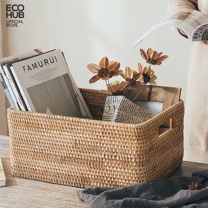 Giỏ mây có tay cầm ECOHUB đựng đồ/decor/đựng quần áo/đồ khô cao cấp (Premium Rattan Basket)