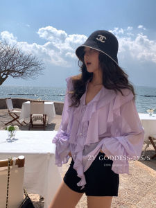 Elegant French Style Spring New Shirt Slimming V-Neck Bow Tie Chiffon Top Korean Design Sense Personality Blouse