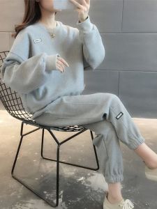 Fashionable Casual Loose Womens Sportswear Set Spring Autumn New Style Two-Piece Sweatshirt And Long Pants Trendy Outfit
