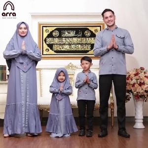 Sarimbit Keluarga Lebaran ARRA Sakinah Blue Baju Couple Keluarga Lebaran