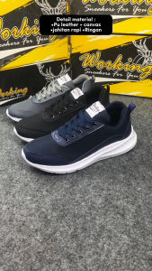 MokuMokuu - Sepatu Pria Wanita Model Sneakers Sporty Casual – C-03 Ringan dan Nyaman Dipakai Seharian – Upper PU Leather & Mesh Bernapas Insole Phylon Anti Selip – Ideal untuk Kerja Lari Jogging Kantor – Size Lengkap 39-43