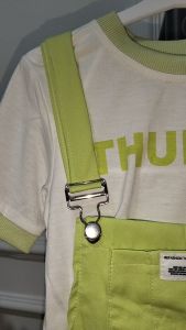 Setelan Jumpsuit Anak Perempuan Import Kantong Dada Lengan Pendek Simple