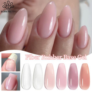 ยาทาเล็บสีชมพูสีขาวน้ำนมสีใสกึ่งถาวรสำหรับซ่อมแซมเล็บเจลเบสยางไฟเบอร์10มล. สำหรับตกแต่งเล็บ