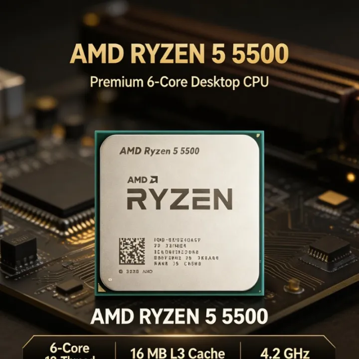 AMD | Ryzen 5 5500 R5 5500 Gaming Processor 7NM 6‑Core 12‑Thread 65W TDP L3 16MB Socket AM4 DDR4 For PC Assembly No Fan