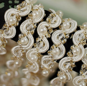 Handmade Beaded Colorful Diamond Lace Trim DIY Necklace Shoulder Headwear Accessory Decorative Material for Clothing