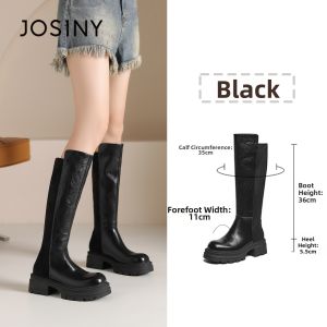 Josiny | New Autumn Winter Stylish Black Heeled Over Knee Boot Elastic