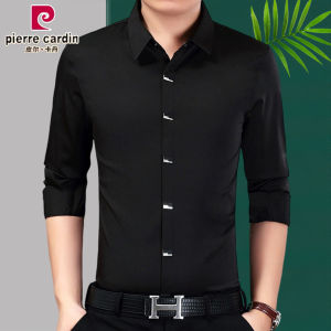 Pierre Cardin Mens Slim Fit Long Sleeve Shirt Thin Fleece Lined Fashionable Autumn Spring Button up Casual Style Pure Color