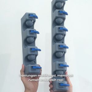 Kleaner Gantungan Sapu Pel 3 Slots 4 Hooks Mop Broom Holder Serbaguna GSZ003