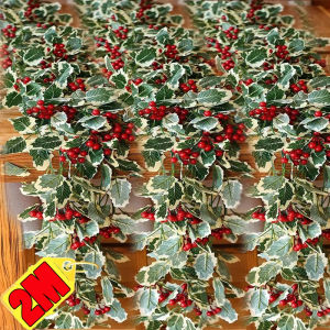 2/3/5PCS Artificial Red Berries Leaf Vine Foliage Rattan Garland Wreath / Artificial Holly Berry / Christmas Garland Green Leaf Rattan / Xmas Tree Ornaments Vine Indoor Outdoor New Year Decoration