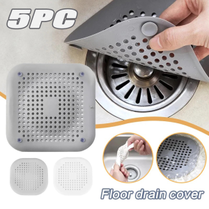 5pcs Durable Anti-Clogging Rust-proof Floor Drain Filter Kitchen Bathroom Sink Strainer Hair Stopper Silicone Stopper Cover Hair Catcher Filter Sink