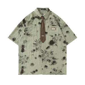 American Style Retro Loose Design Sense Floral Shirt Women Summer Casual Versatile Tie Shirt Streetwear Neutral Regular Sleeve