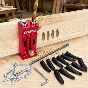 Bộ Dụng Cụ Tạo Lỗ Chìm Bằng Hợp Kim Nhôm Kèm Mũi Khoan - Dụng Cụ Định Vị Lỗ Xiên Cho Chế Tác Gỗ Làm Tủ Và Đồ Nội Thất