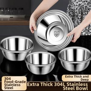 Multifunctional 304 Stainless Steel Kitchen Bowl Food Grade and Thickened