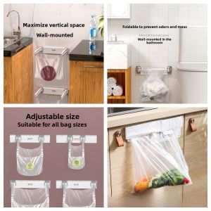 Foldable Wall-Mounted Trash Can Home Bathroom Kitchen Desktop Storage Bucket Garbage Bag Support Household Cleaning Tool