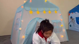 Kids Tent Playhouse with Color Lights Indoor Pretend Play Easy Storage Includes Flag