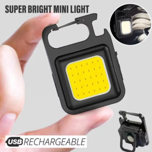 Mini Portable Work Light COB Keychain Flashlight with Magnet 4 Lighting Modes Super Bright Camping Lamp for Outdoor Activities