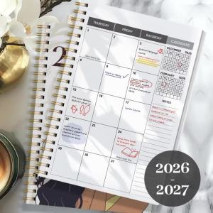 Sổ Kế Hoạch Tuần & Tháng A5 Dạng Lò Xo Năm 2026-2027 Lịch Tháng 1-12 Ghi Chú Đồ Dùng Văn Phòng Phẩm Học Sinh