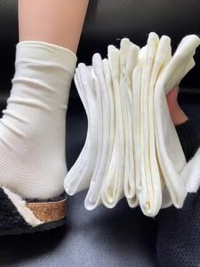 FENGTING | Summer Thin Cotton Mid-Calf Socks White Loose Design No Bones