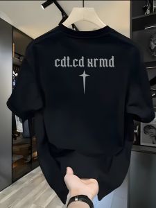 Áo Thun Nam Tay Ngắn Mùa Hè Cotton Nguyên Chất Dáng Rộng in Chữ Thời Trang Thường Ngày Thoải Mái Thoáng Khí