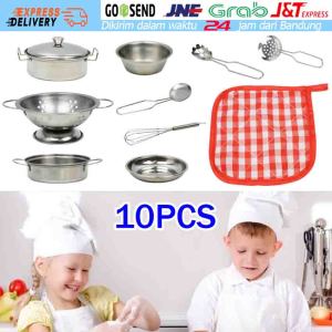 10pcs / Set Mainan Dapur anak Peralatan Masak Untuk Anak Laki-Laki / Perempuan Bermain Peran