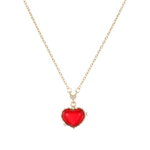 ZHENGZHAO | Red Heart Agate Pendant Necklace
