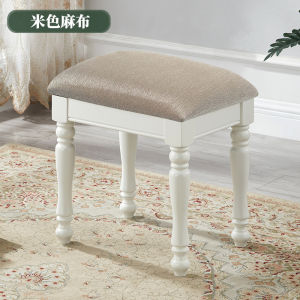 Luxurious Black Solid Wood Makeup Bench Soft Upholstered Fabric Art Dining Table Shoe Bench Bedroom Vintage Style Makeup Stool