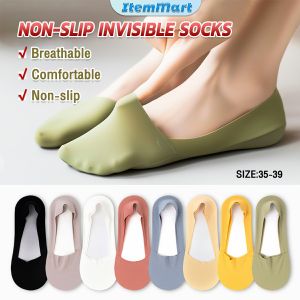 ItemMart Women's Silicone Non-Slip Invisible Cotton Socks: Sweet Thin Socks Ice Silk Boat Socks
